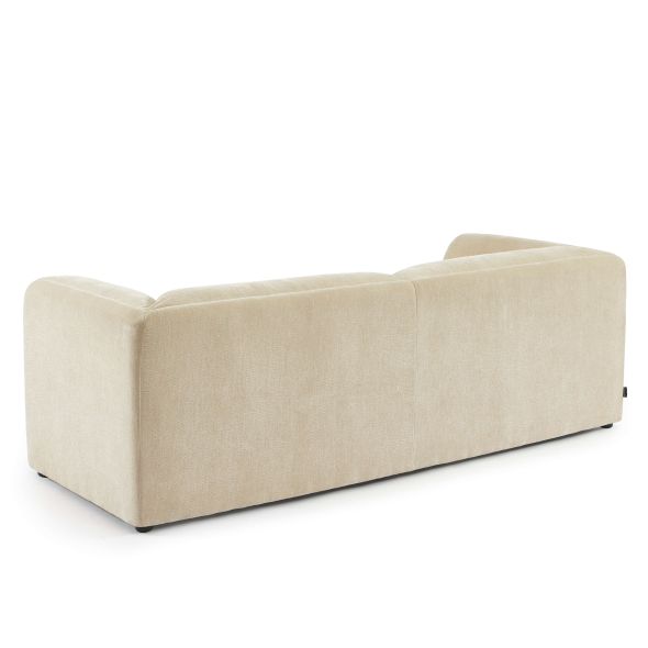 Canapé droit fixe NIKKI 3 places velours texturé beige