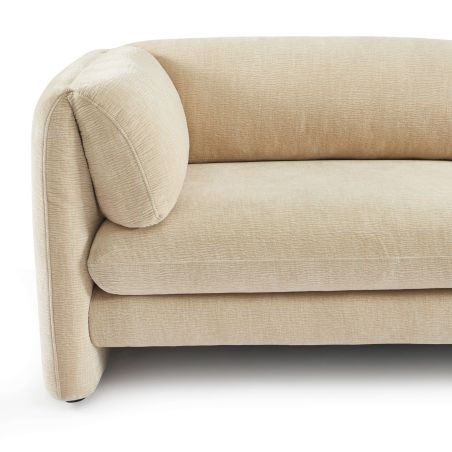 Canapé droit fixe NIKKI 3 places velours texturé beige