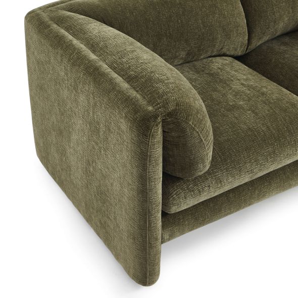 Canapé droit fixe NIKKI 2 places velours texturé vert