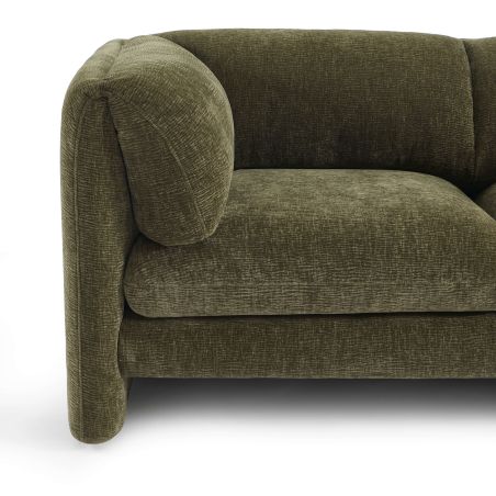 Canapé droit fixe NIKKI 2 places velours texturé vert