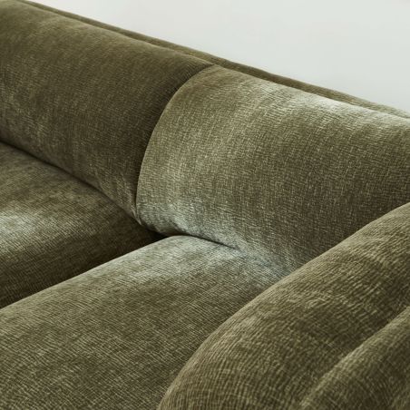 Canapé droit fixe NIKKI 2 places velours texturé vert