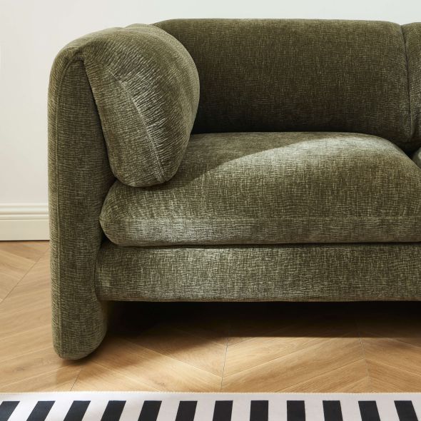 Canapé droit fixe NIKKI 2 places velours texturé vert