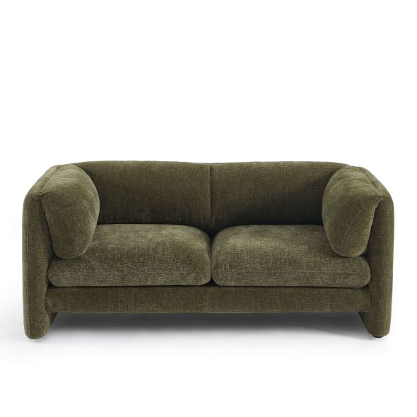 Canapé droit fixe NIKKI 2 places velours texturé vert