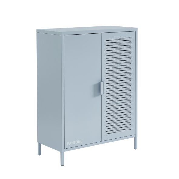 Buffet PANTONE métal gris bleu 2 portes 75cm