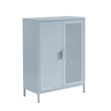 Buffet PANTONE métal gris bleu 2 portes 75cm
