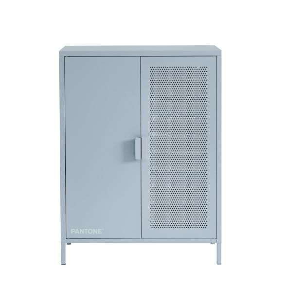 Buffet PANTONE métal gris bleu 2 portes 75cm