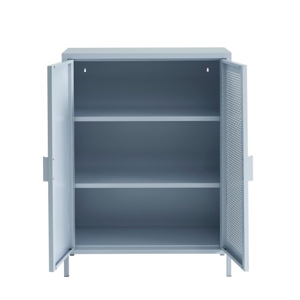 Buffet PANTONE métal gris bleu 2 portes 75cm
