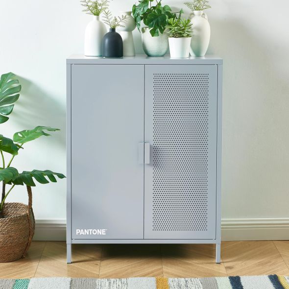 Buffet PANTONE métal gris bleu 2 portes 75cm