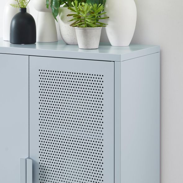 Buffet PANTONE métal gris bleu 2 portes 75cm