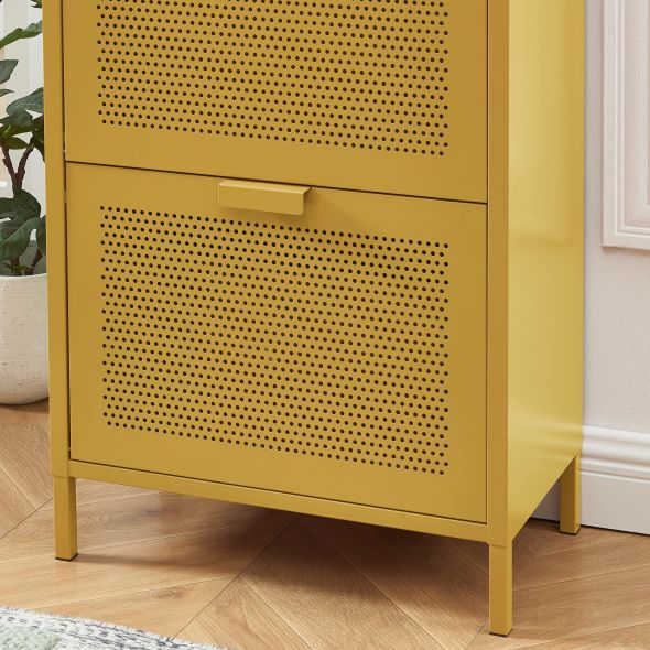 Meuble à chaussures PANTONE métal jaune moutarde 55cm