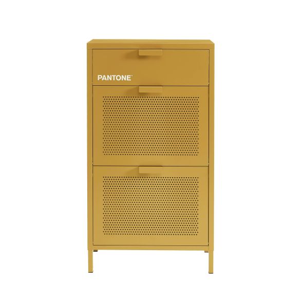 Meuble à chaussures PANTONE métal jaune moutarde 55cm