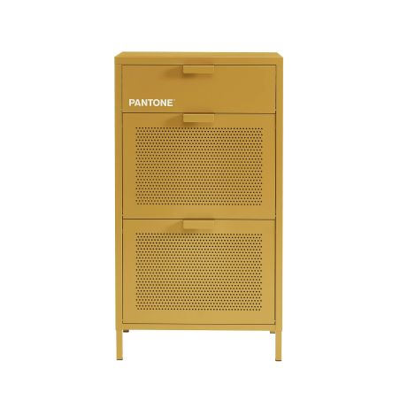 Meuble à chaussures PANTONE métal jaune moutarde 55cm