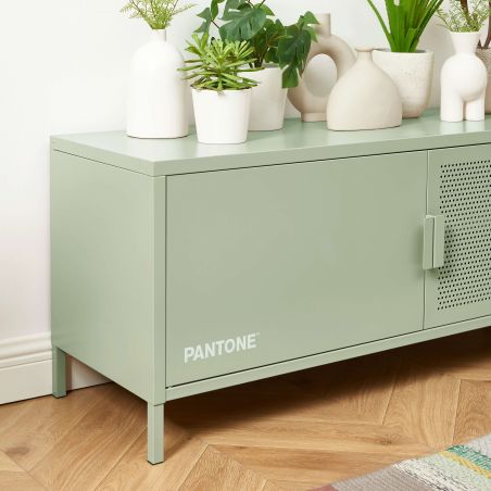 Meuble tv PANTONE métal vert amande 120cm
