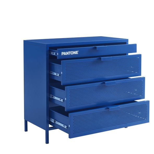 Commode PANTONE métal 4 tiroirs bleu électrique 80 cm