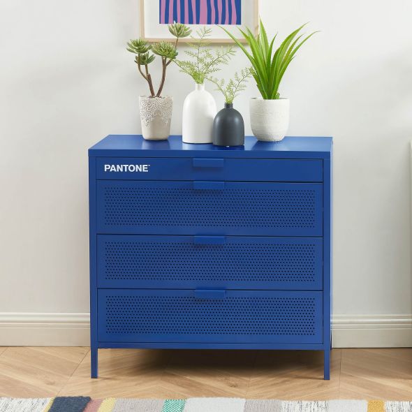 Commode PANTONE métal 4 tiroirs bleu électrique 80 cm