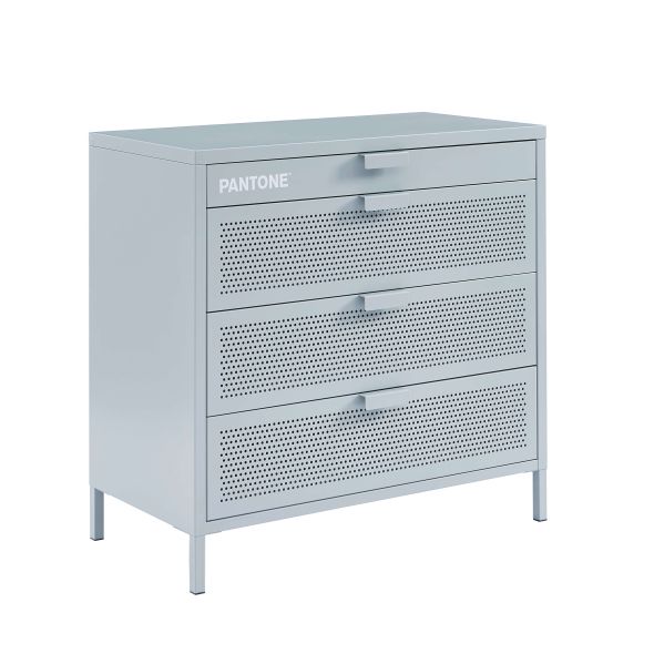 Commode PANTONE 4 tiroirs métal gris bleu 80cm