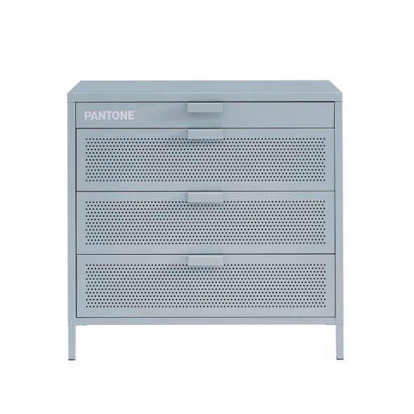 Commode PANTONE 4 tiroirs métal gris bleu 80cm