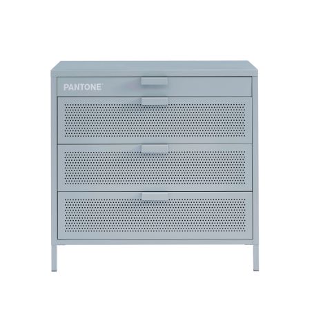 Commode PANTONE 4 tiroirs métal gris bleu 80cm