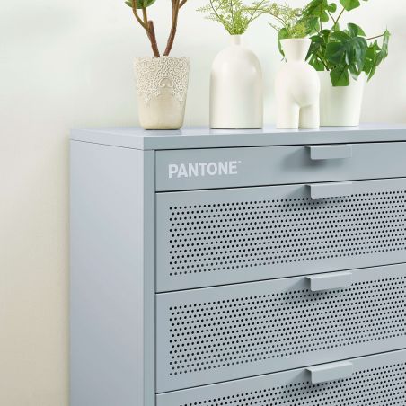 Commode PANTONE 4 tiroirs métal gris bleu 80cm