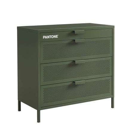 Commode PANTONE métal 4 tiroirs vert olive 80cm