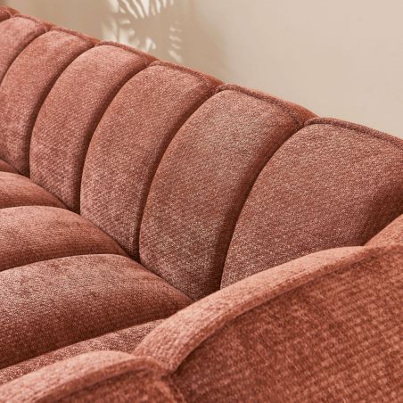 Ensemble canapés droits fixes 3+2 MATILDA tissu chenille rouge brique