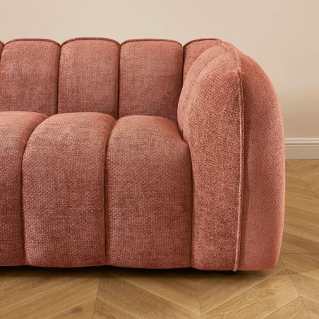 Ensemble canapés droits fixes 3+2 MATILDA tissu chenille rouge brique