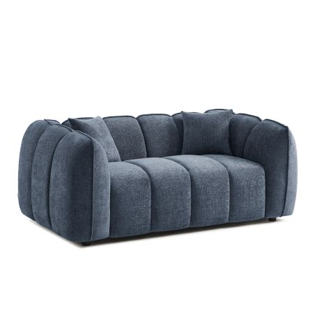 Ensemble canapés droits fixes 3+2 MATILDA tissu chenille bleu