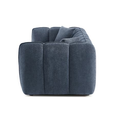 Canapé droit MATILDA 3 places tissu chenille bleu