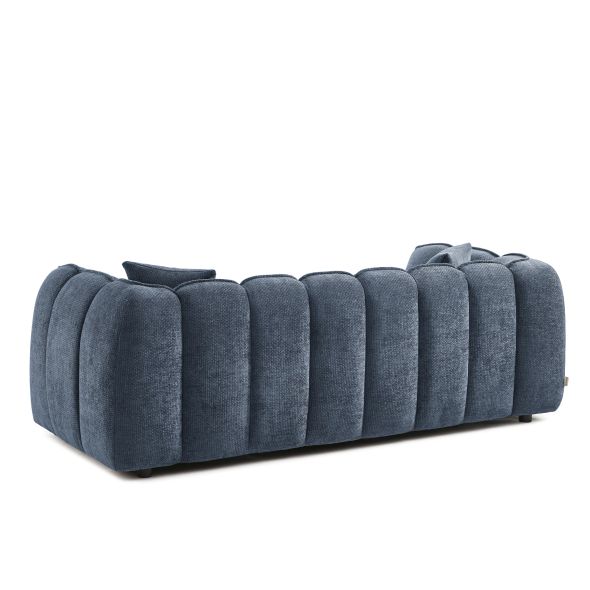 Canapé droit MATILDA 3 places tissu chenille bleu