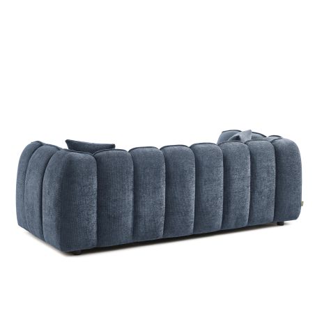 Canapé droit MATILDA 3 places tissu chenille bleu