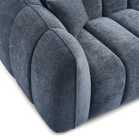 Canapé droit MATILDA 3 places tissu chenille bleu