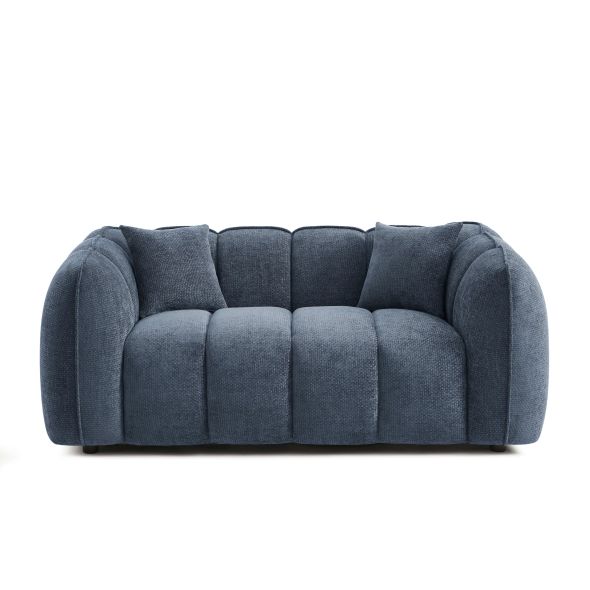 Canapé droit MATILDA 2 places tissu chenille bleu