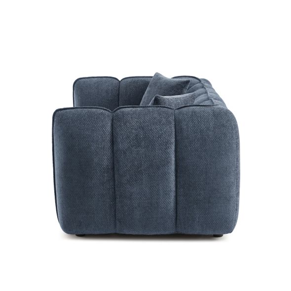 Canapé droit MATILDA 2 places tissu chenille bleu