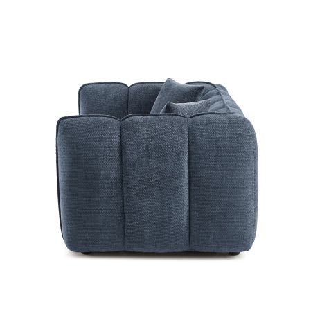 Canapé droit MATILDA 2 places tissu chenille bleu
