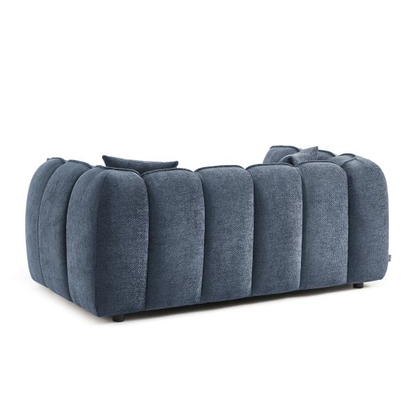 Canapé droit MATILDA 2 places tissu chenille bleu