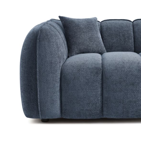 Canapé droit MATILDA 2 places tissu chenille bleu