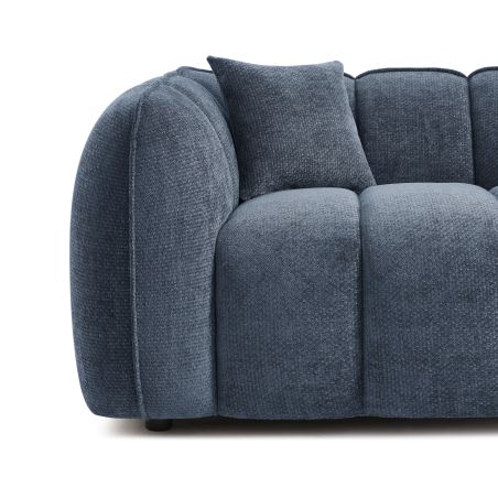 Canapé droit MATILDA 2 places tissu chenille bleu