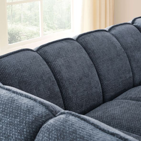 Canapé droit MATILDA 2 places tissu chenille bleu