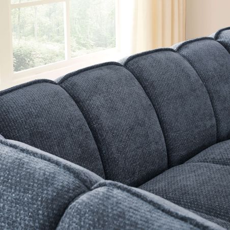 Canapé droit MATILDA 2 places tissu chenille bleu