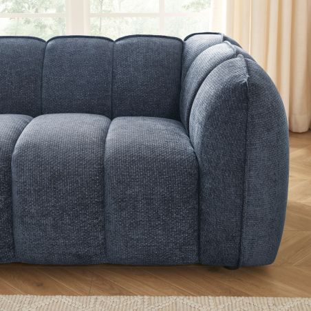 Canapé droit MATILDA 2 places tissu chenille bleu