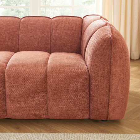 Canapé droit MATILDA 2 places tissu chenille rouge brique