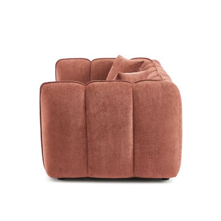 Canapé droit MATILDA 2 places tissu chenille rouge brique