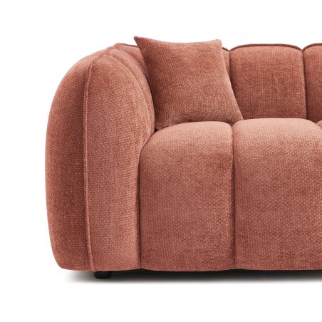 Canapé droit MATILDA 2 places tissu chenille rouge brique