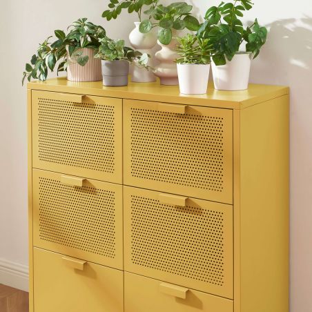Commode PANTONE métal jaune moutarde 6 tiroirs 90cm