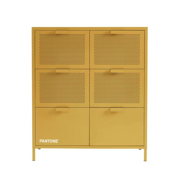 Commode PANTONE métal jaune moutarde 6 tiroirs 90cm