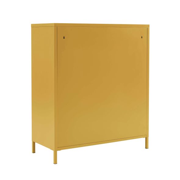 Commode PANTONE métal jaune moutarde 6 tiroirs 90cm