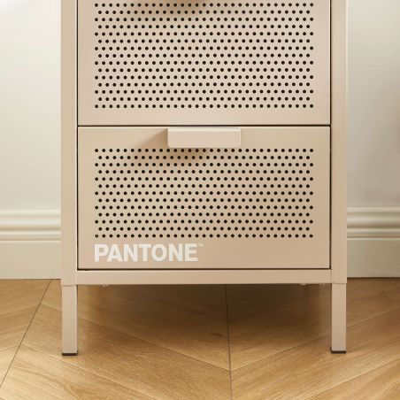 Table de chevet PANTONEmétal taupe double tiroirs 40cm