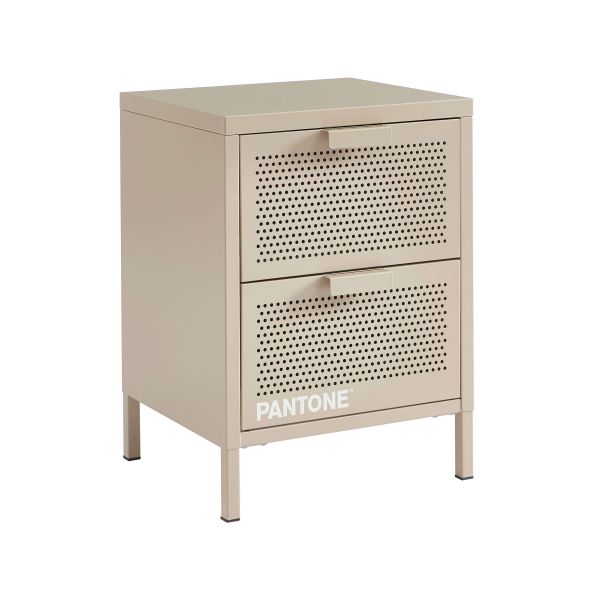 Table de chevet PANTONEmétal taupe double tiroirs 40cm