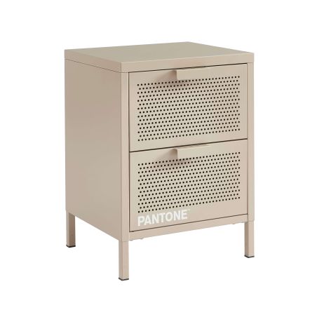Table de chevet PANTONEmétal taupe double tiroirs 40cm