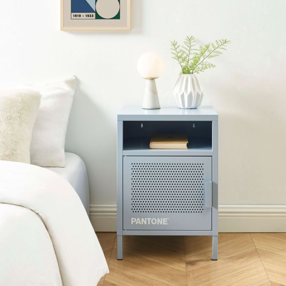 Table de chevet PANTONE métal gris bleu 40cm